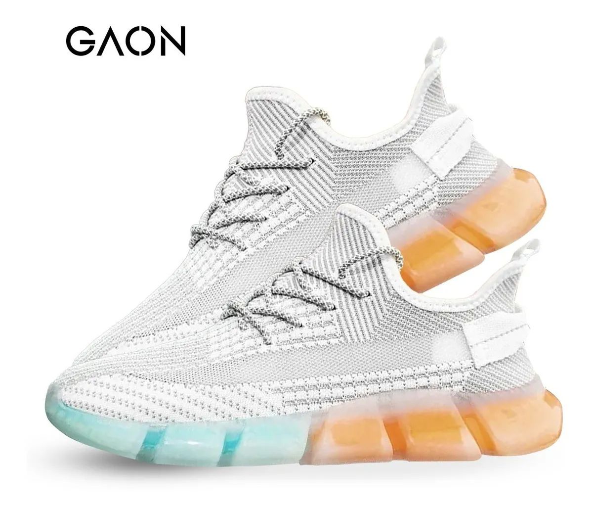 Tenis De Hombre Sneakers Deportivos Calzado Casual Moda Gaon Blanco con Suela de Colores