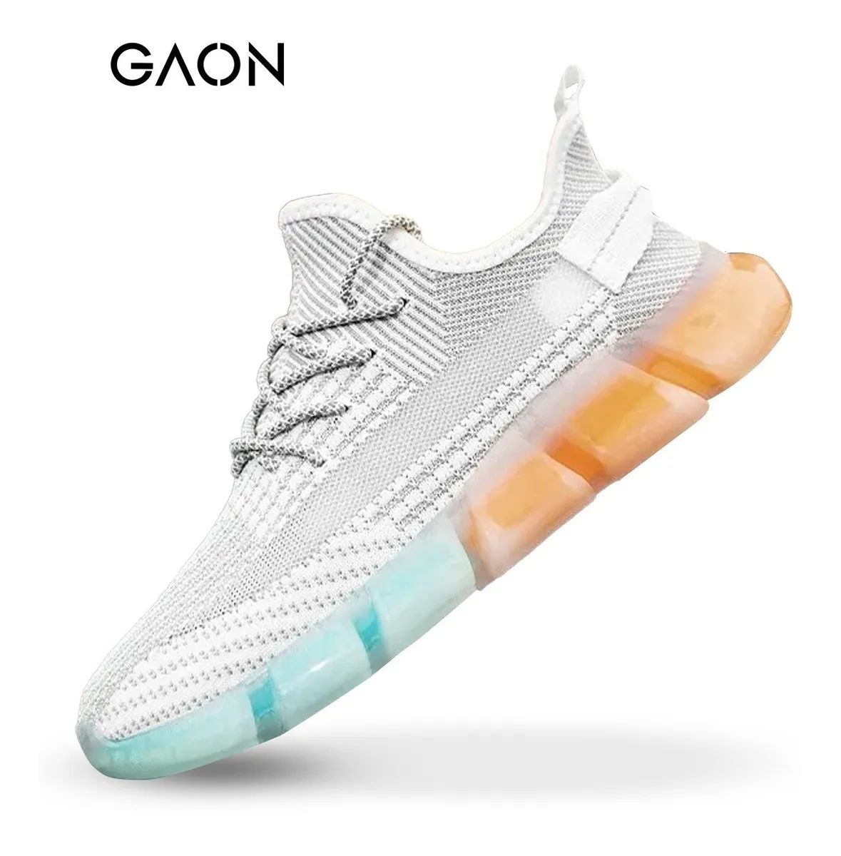 Tenis De Hombre Sneakers Deportivos Calzado Casual Moda Gaon Blanco con Suela de Colores