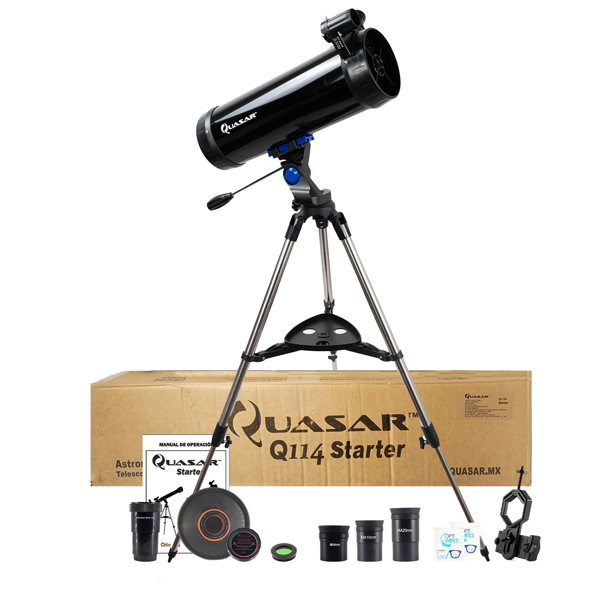 Telescopio Quasar Starter Q114 375x Con Adaptador Smartphone