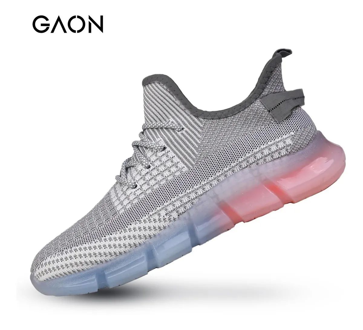 Tenis De Hombre Sneakers Deportivos Calzado Casual Moda Gaon Gris con Suela de colores 