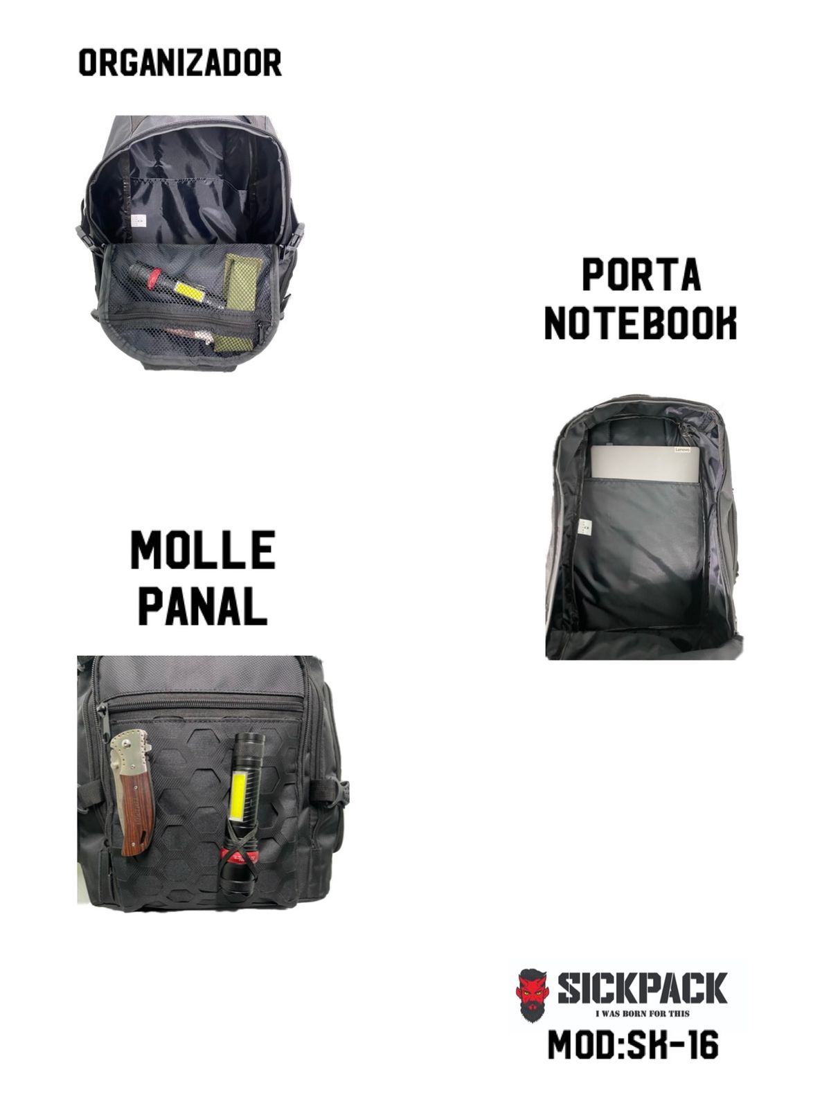 Back Pag Mochila Sick Pack Sk16 Porta Notebook Porta Tablet