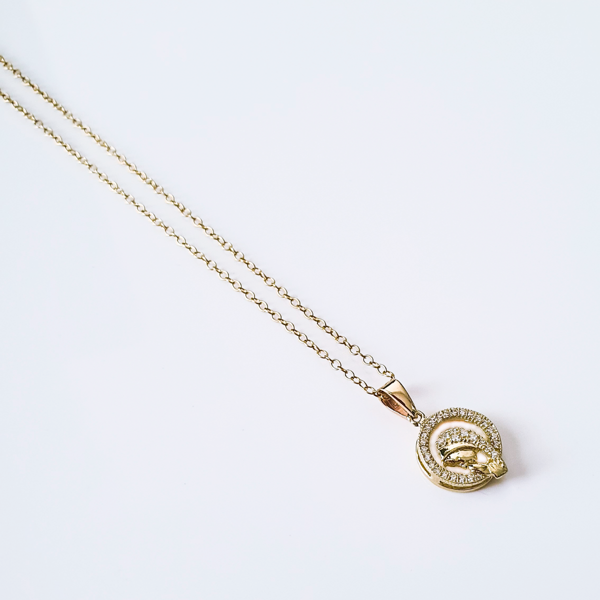 Collar Virgen María Oro 10k Piedra Zirconia Suiza