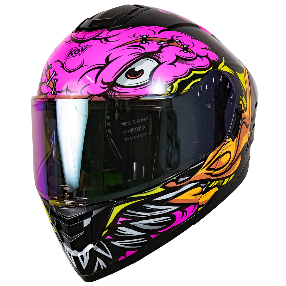 CASCO KOV RUSH BRAINY ROSA ABATIBLE PARA MOTO CERTIFICADO DOT