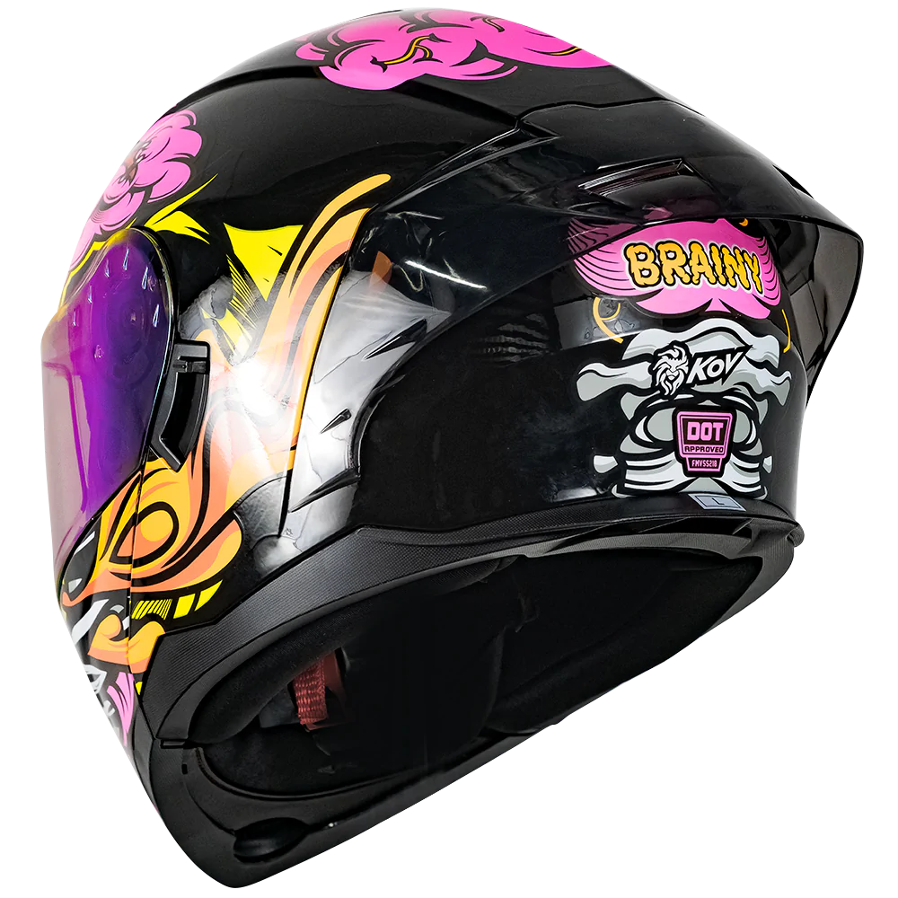 CASCO KOV RUSH BRAINY ROSA ABATIBLE PARA MOTO CERTIFICADO DOT