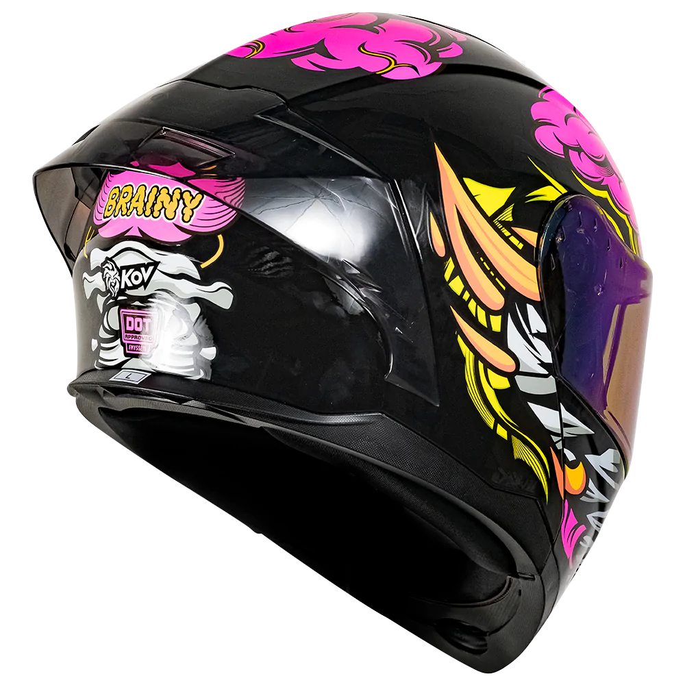 CASCO KOV RUSH BRAINY ROSA ABATIBLE PARA MOTO CERTIFICADO DOT
