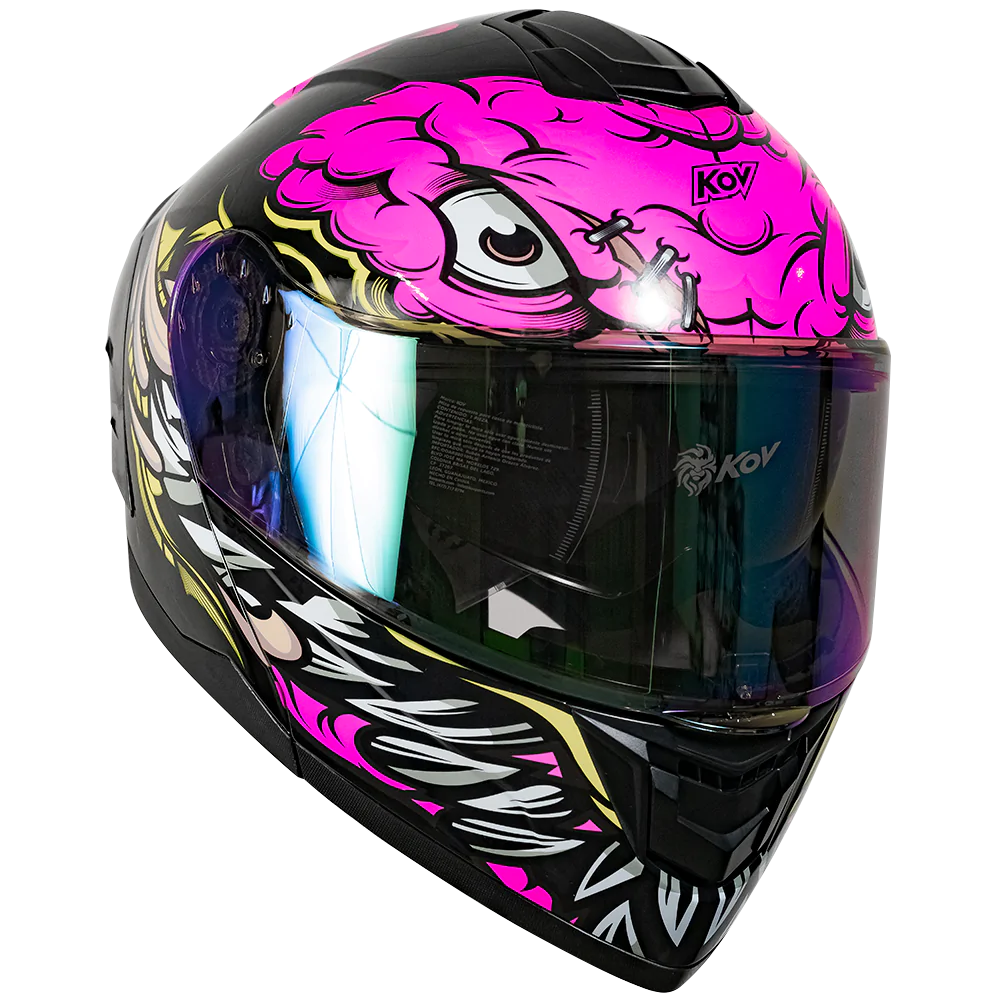 CASCO KOV RUSH BRAINY ROSA ABATIBLE PARA MOTO CERTIFICADO DOT