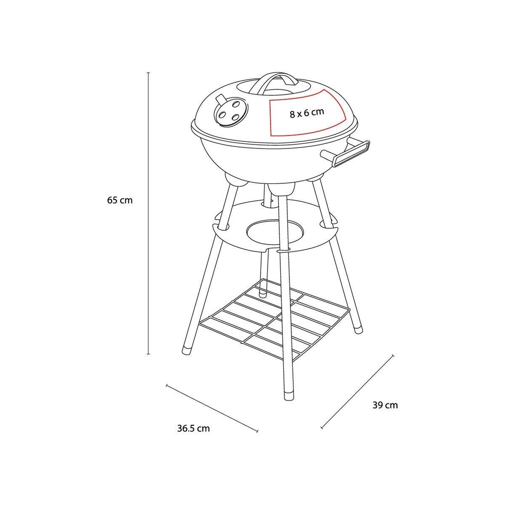 Asador De Carbon Premium 35'' De Metal Reforzado Negro Storyland