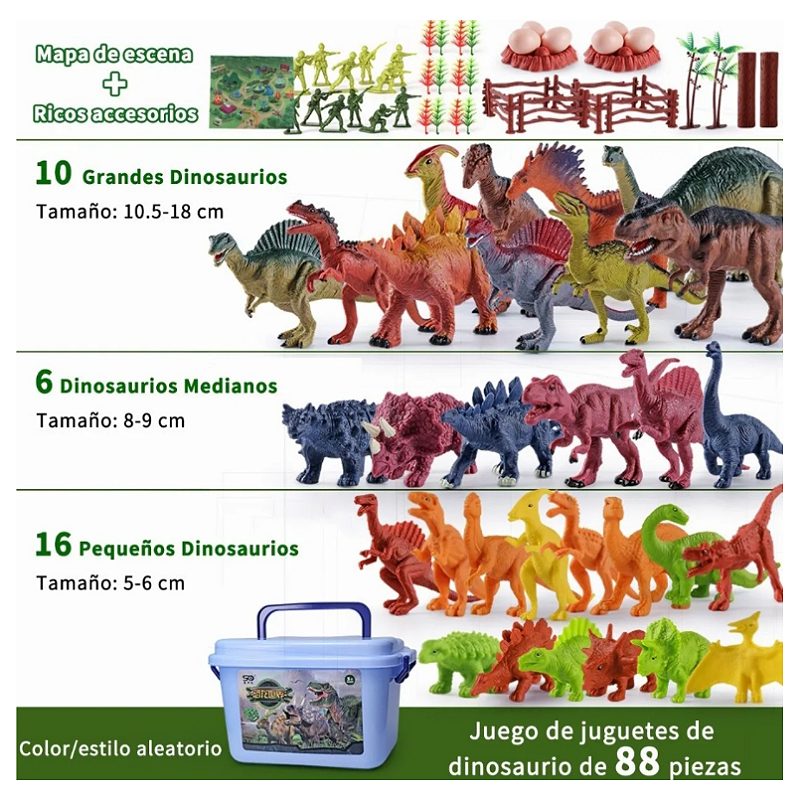 Juguete Dinosaurio Para Niños Con Mapa Y Árbol, 88 Pzas.
