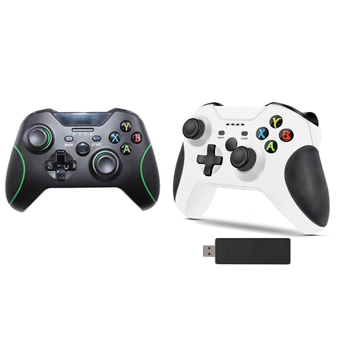 Control inalámbrico Gamepad de 2.4 GHZ controlador de juego compatible con Xbox One/One S/One X/One Series X/S /Elite/PC Windows 7/8/10 con vibración dual integrada (blanco y Negro)