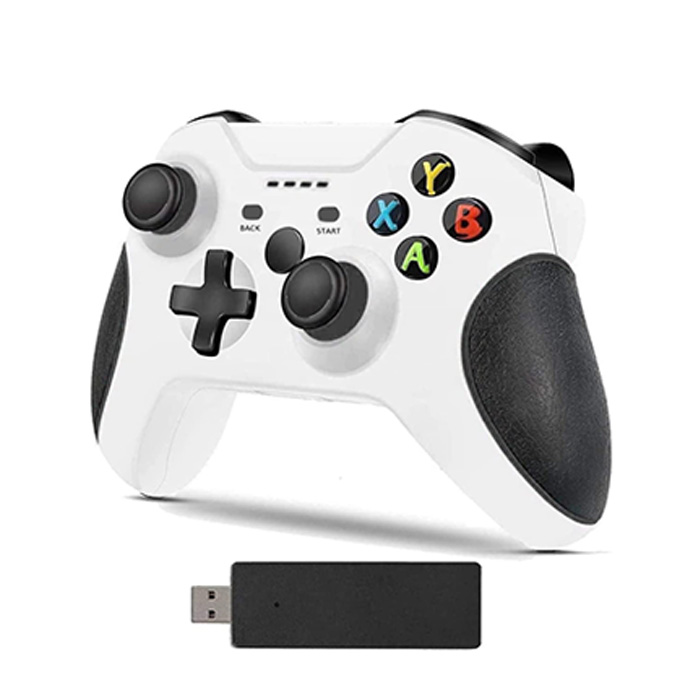 Control inalámbrico Gamepad de 2.4 GHZ controlador de juego compatible con Xbox One/One S/One X/One Series X/S /Elite/PC Windows 7/8/10 con vibración dual integrada (blanco y Negro)