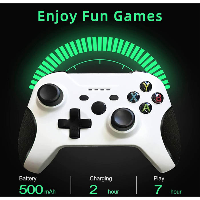 Control inalámbrico Gamepad de 2.4 GHZ controlador de juego compatible con Xbox One/One S/One X/One Series X/S /Elite/PC Windows 7/8/10 con vibración dual integrada (blanco y Negro)