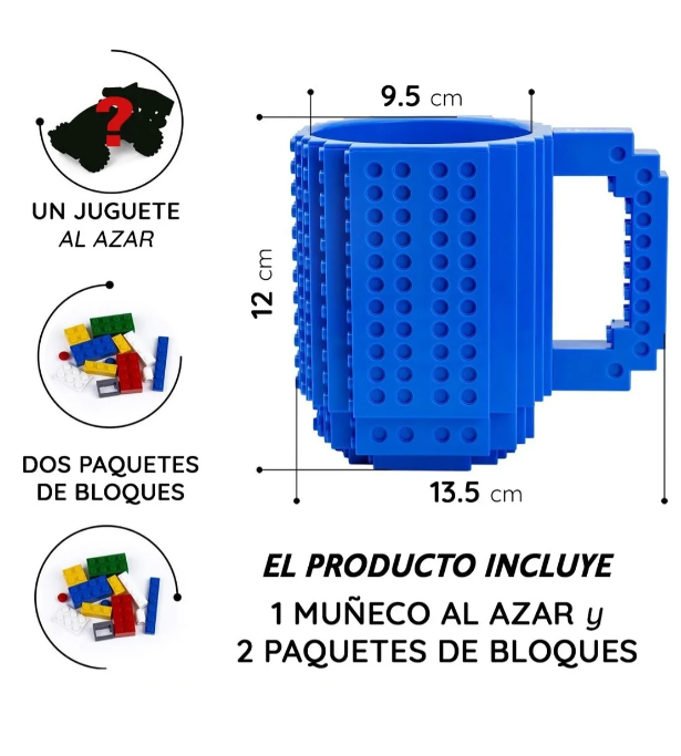Taza Con Diseño Bloques De Construcción Multicolor Con Piezas Muñecos