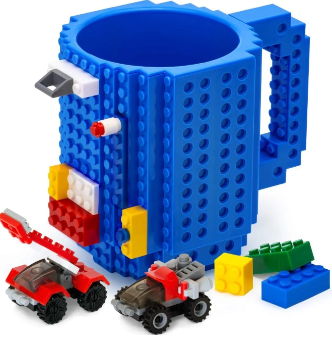 Taza Con Diseño Bloques De Construcción Multicolor Con Piezas Muñecos