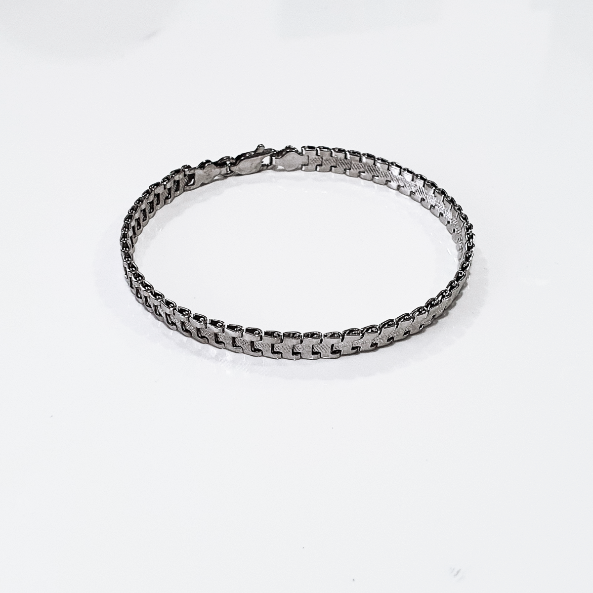 Pulsera Esclava Plata Hombre Tejido De Reloj Con Rodio