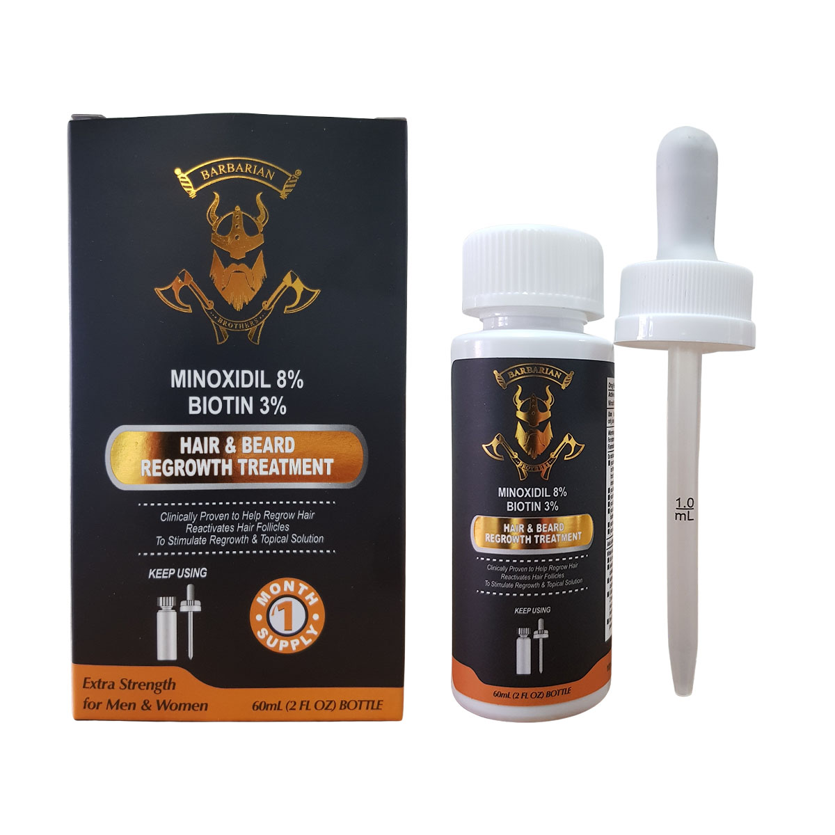 Minoxidil 8% + Biotina 3% Liquido 3 Frascos