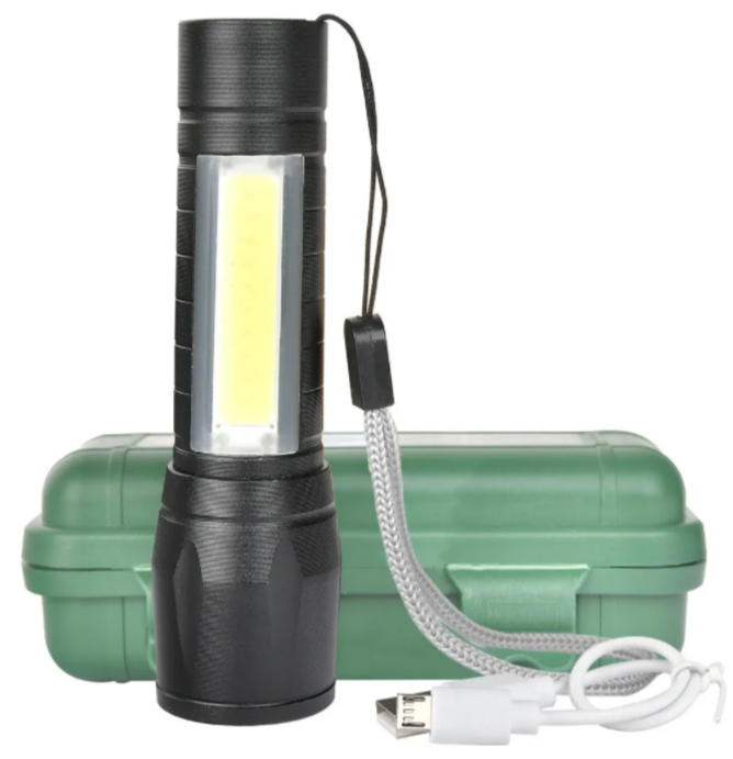 Lampara Tactica Recargable Usb Linterna Led De Mano Zoom Luz.