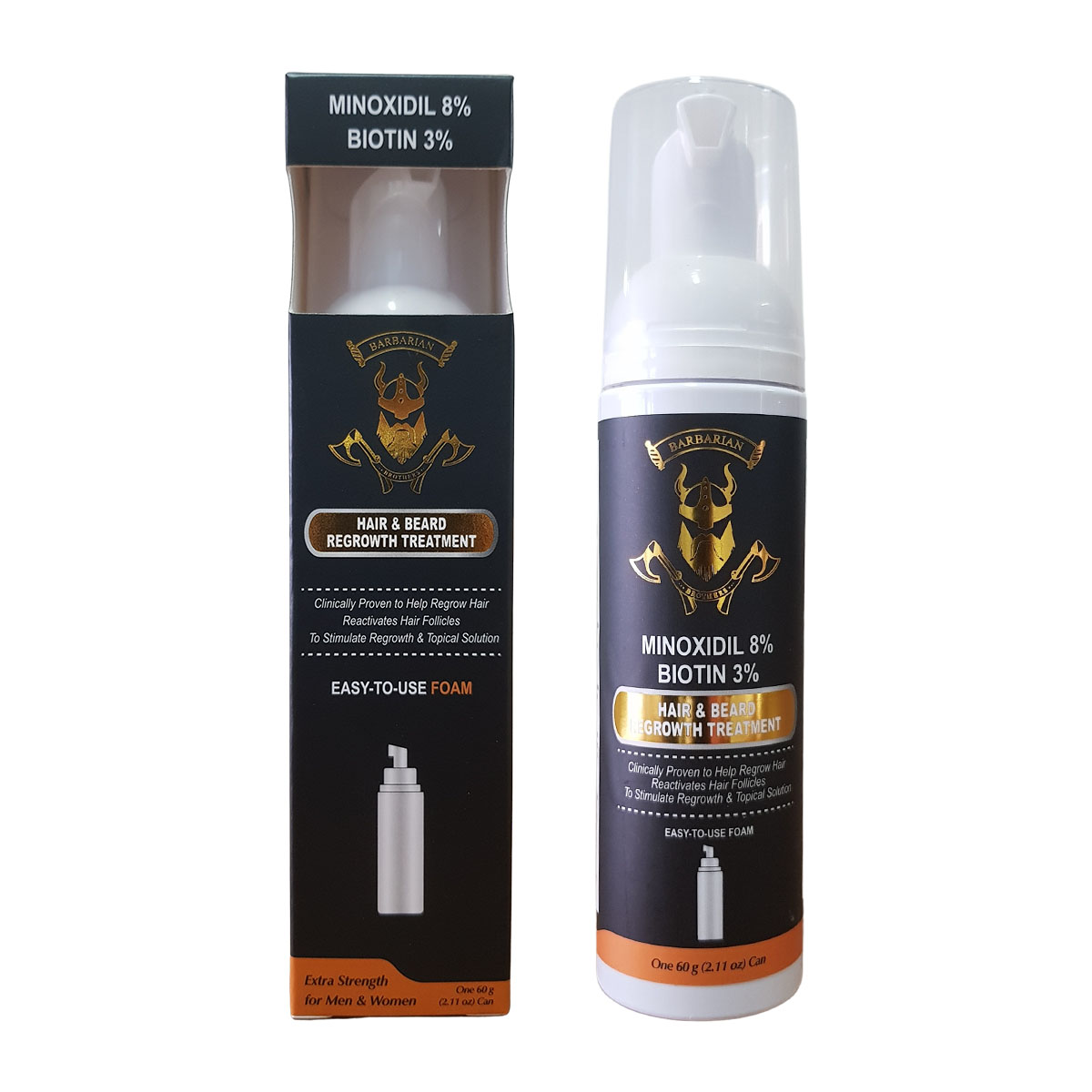 Minoxidil 8% + Biotina 3% Espuma 60ml 6 Frascos