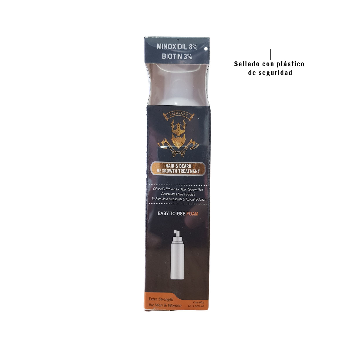 Minoxidil 8% + Biotina 3% Espuma 60ml 6 Frascos