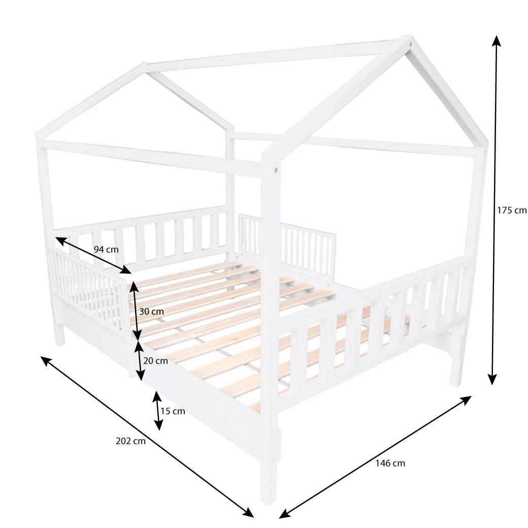 Cama Casa Alta con barandales removibles - Montessori - Matrimonial DUDUK