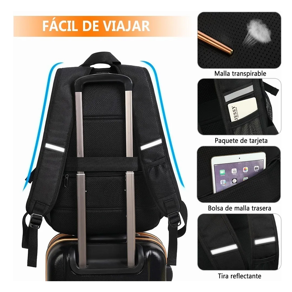 Mochila De Almuerzo Antirrobo Impermeable A Portátil 15,6 Escuela, Estudiante, Lonche