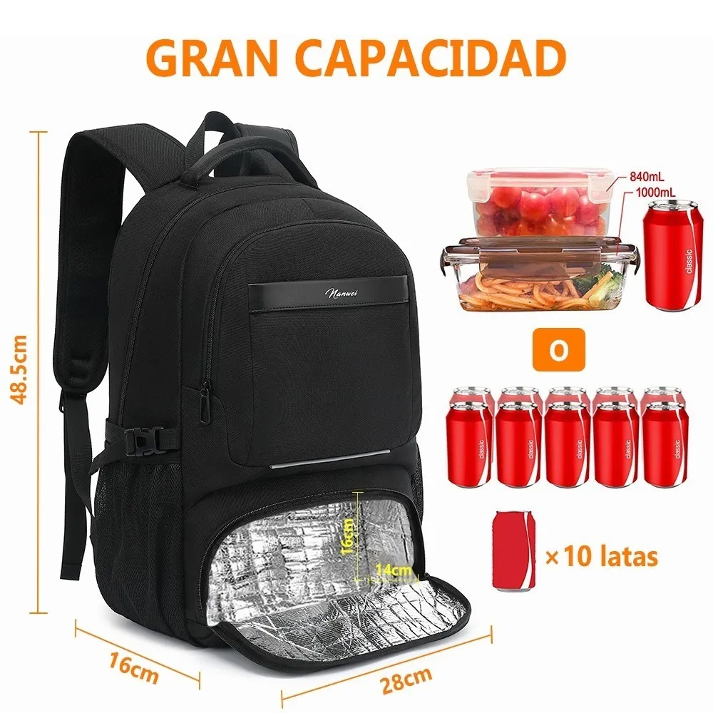 Mochila De Almuerzo Antirrobo Impermeable A Portátil 15,6 Escuela, Estudiante, Lonche