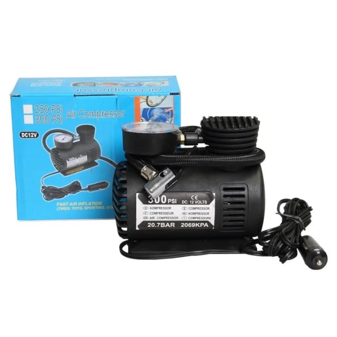 MINI BOMBA DE AIRE MULTIFUNCIONAL 12V PARA INFLAR LLANTAS, BALONES Y PELOTAS 