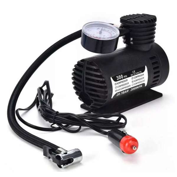 MINI BOMBA DE AIRE MULTIFUNCIONAL 12V PARA INFLAR LLANTAS, BALONES Y PELOTAS 