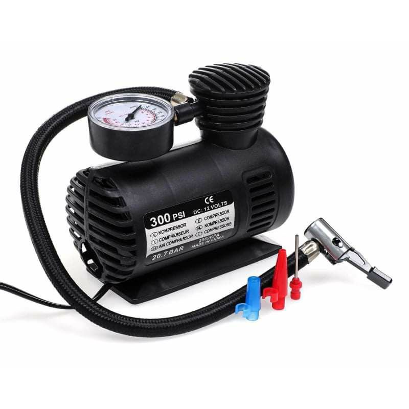 MINI BOMBA DE AIRE MULTIFUNCIONAL 12V PARA INFLAR LLANTAS, BALONES Y PELOTAS 
