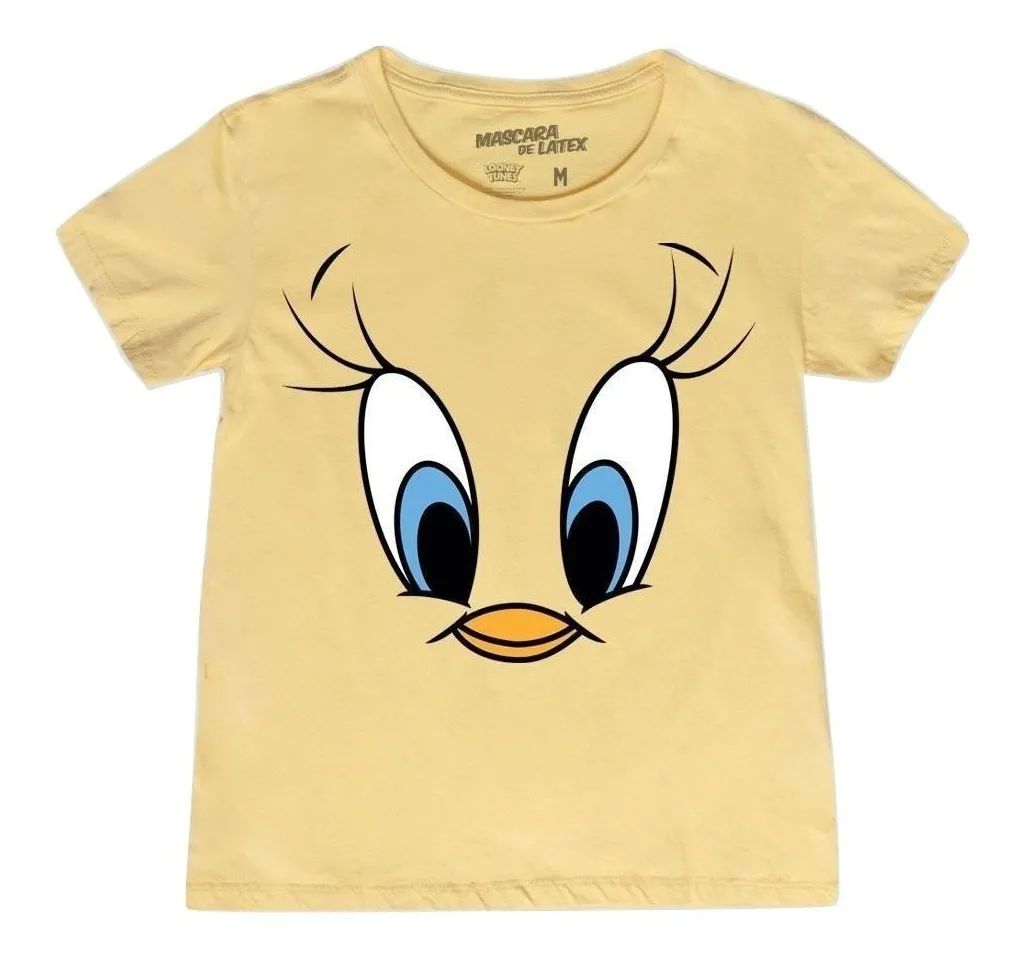 Playera Mascara de Latex Mujer Tweety Face Piolin Looney Tunes