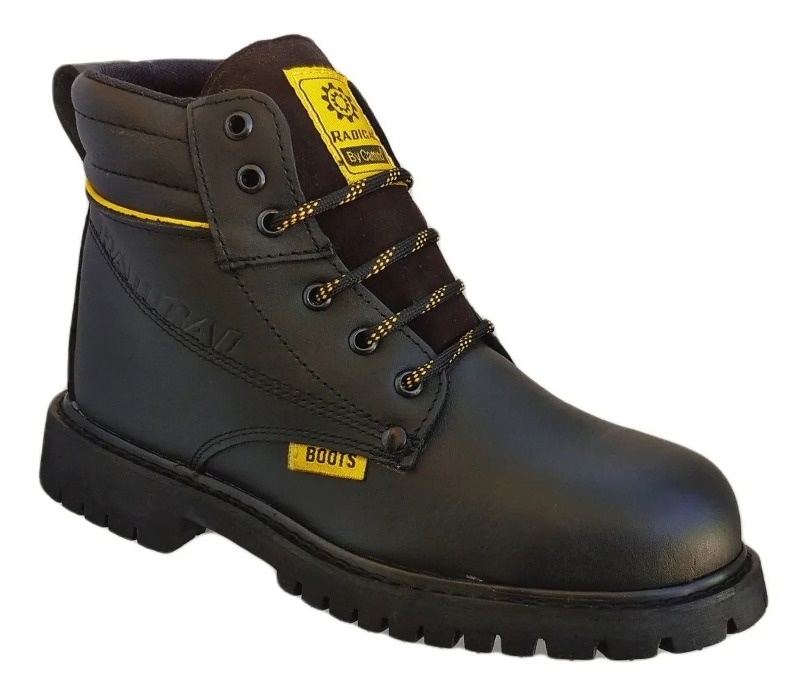 Bota Industrial Piel Trabajo Cosida Resistente Sin Casco 023