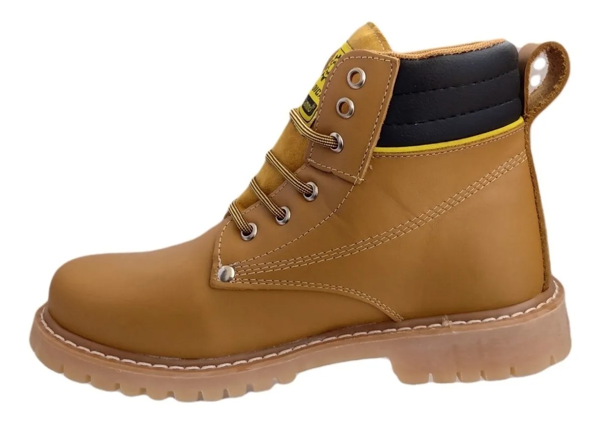 Bota Industrial Piel Trabajo Cosida Resistente Sin Casco 023