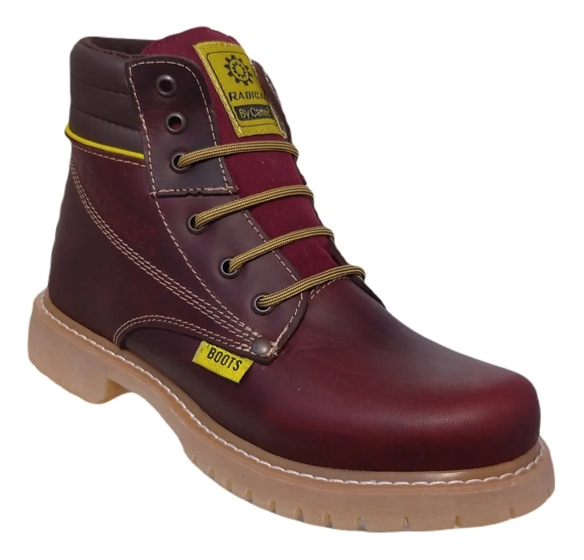 Bota Industrial Piel Trabajo Cosida Resistente Sin Casco 023