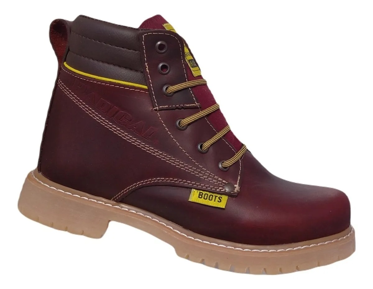 Bota Industrial Piel Trabajo Cosida Resistente Sin Casco 023