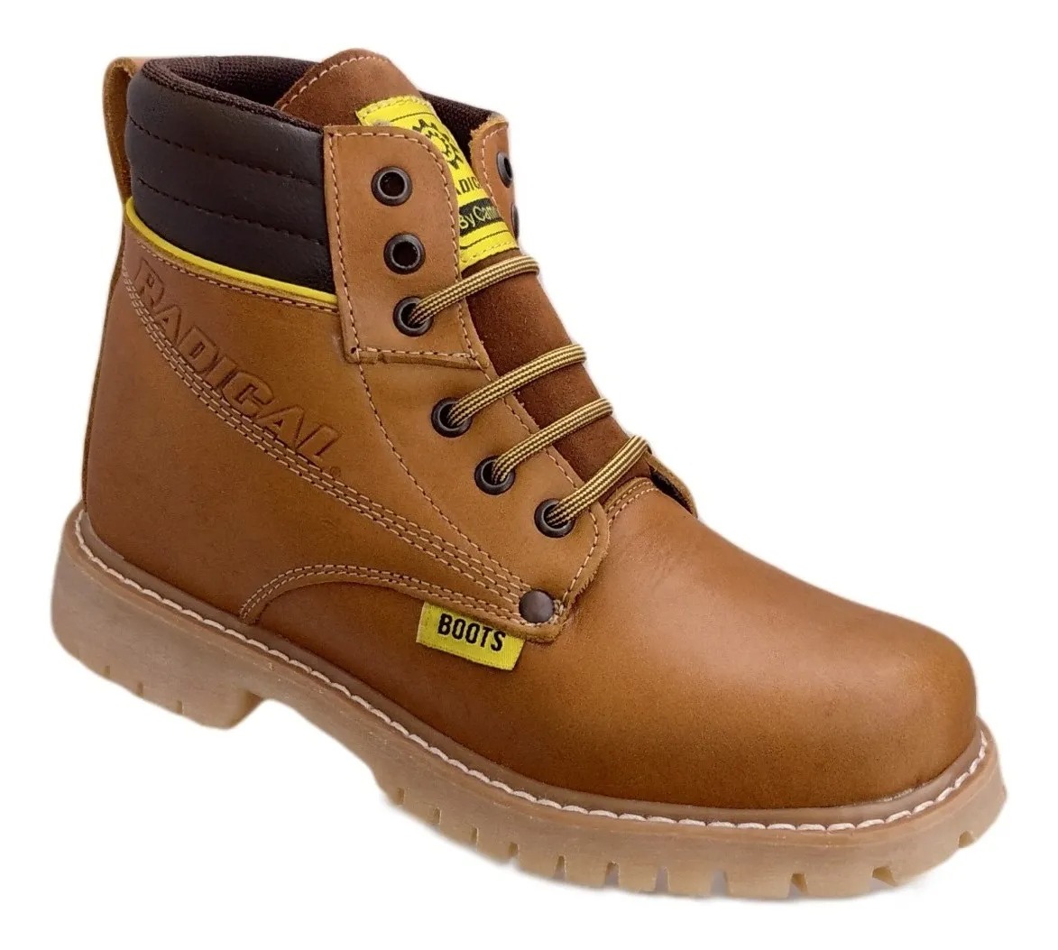 Bota Industrial Piel Trabajo Cosida Resistente Sin Casco 023