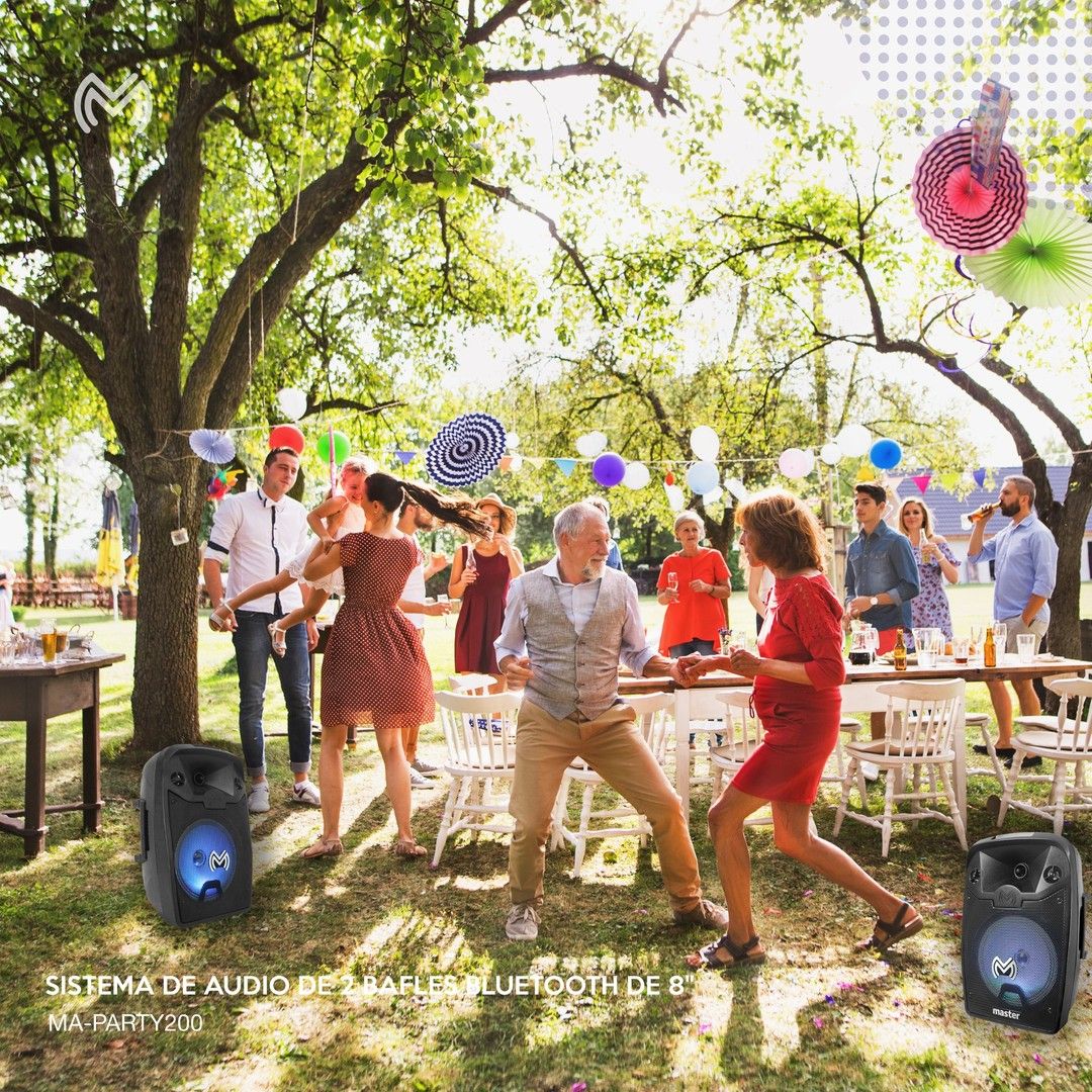 Juego de 2 Bafles Amplificados 8 pulgadas Portátil 5000 Watts Bluetooth y TWS / Master / MA-PARTY200