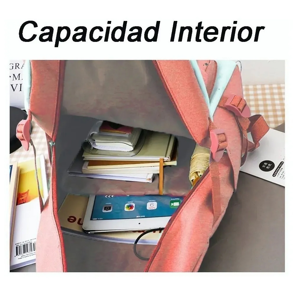 Set 5 Mochila Bolsas Escolar Estudiante Lapicera Tote Lona