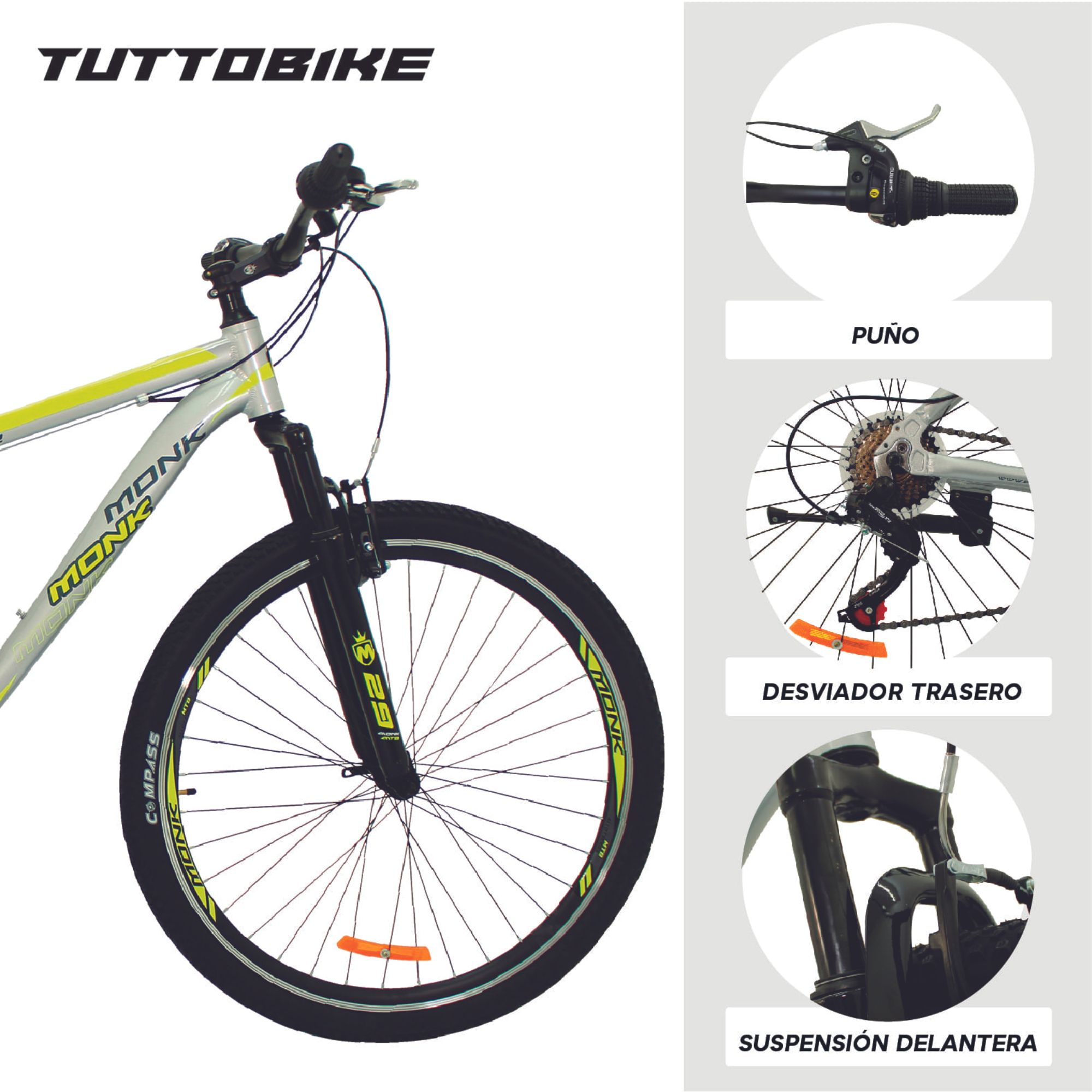 Mountain Bike Bici De Aluminio Shimano Messer Monk22 Amarillo