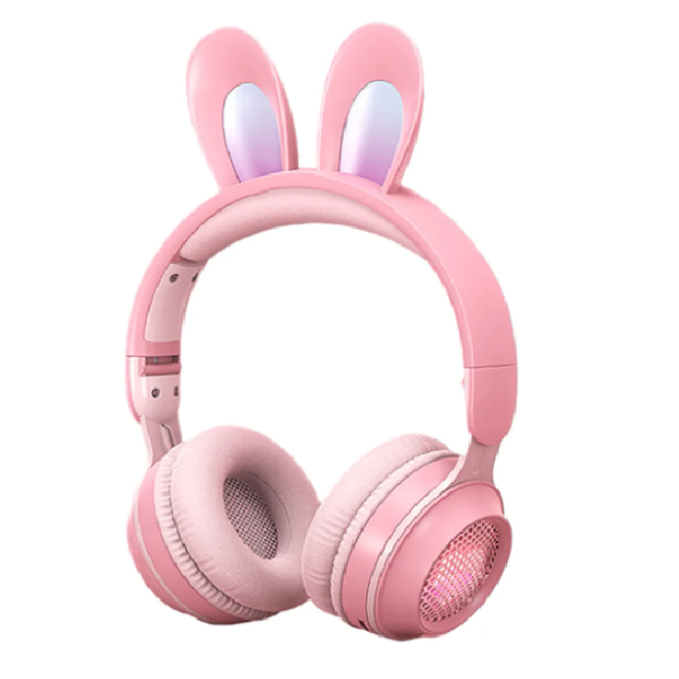 Audifonos Diadema Conejo Gamer Extra Bass Luces Bluetooth Inalambricos Con Microfono