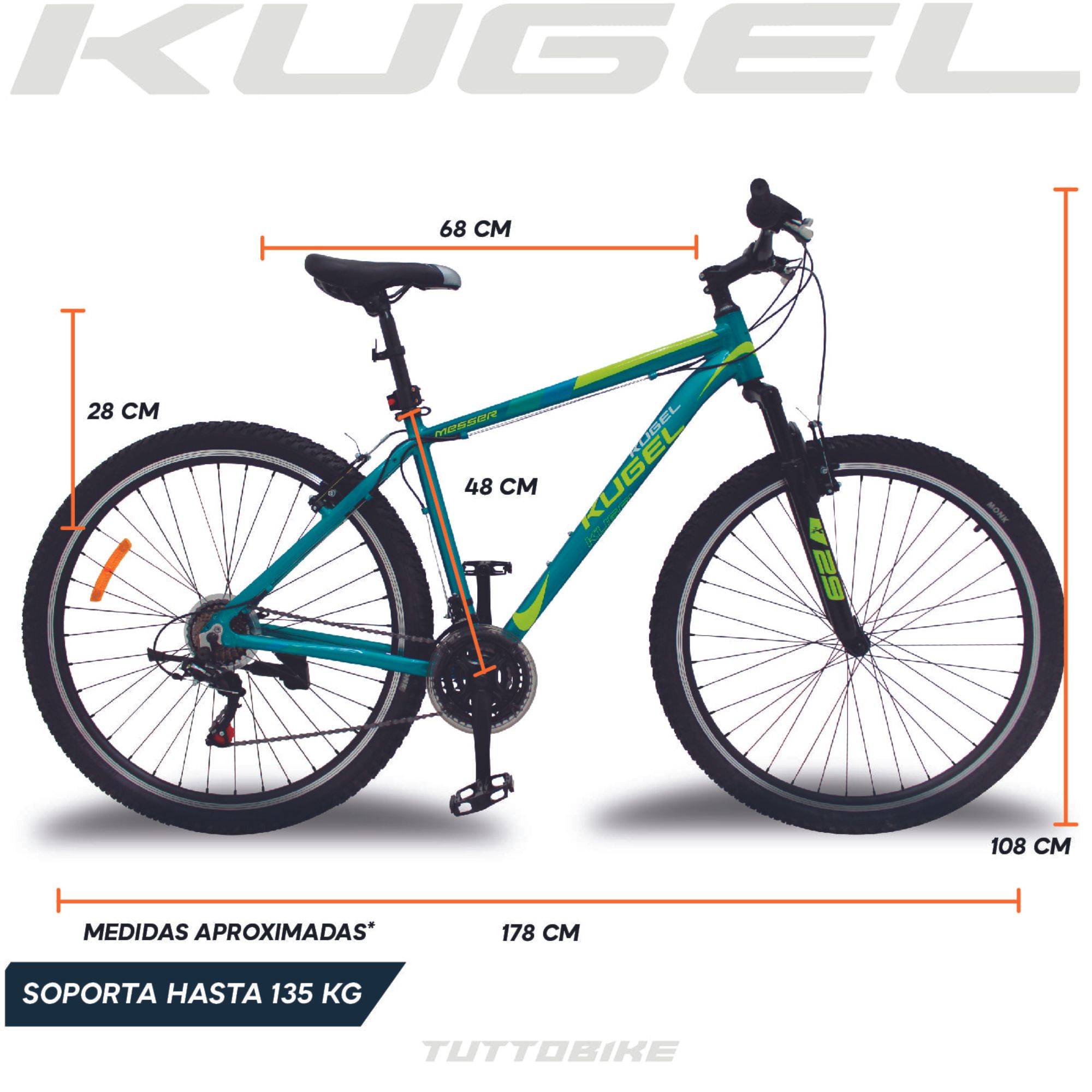 Bicicleta De Montaña Rodada 29 Kugel Messer Mtb Verde