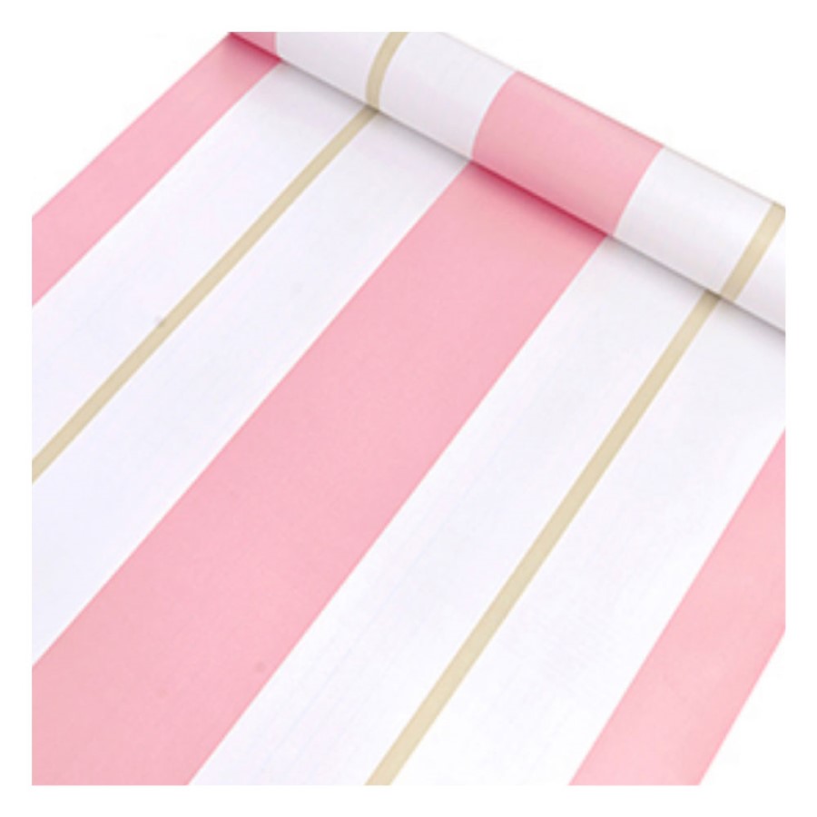 Papel Tapiz Adherible Rayas Rosa Blanco 10m X 45cm