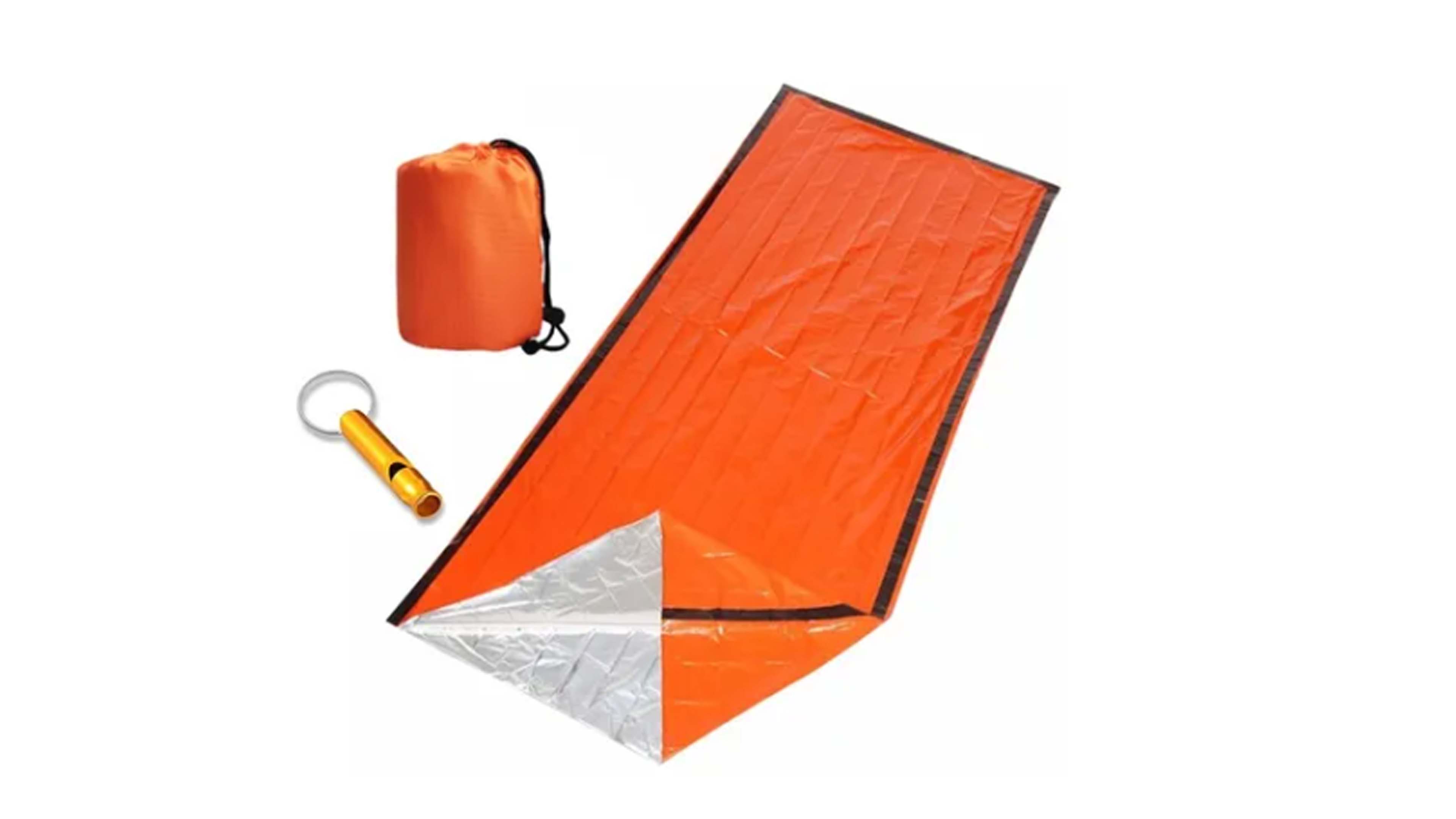  Bolsa O Manta Termica De Sobrevivencia Impermeable Dormir Sleeping Bag con Silvato Manta color Naranja