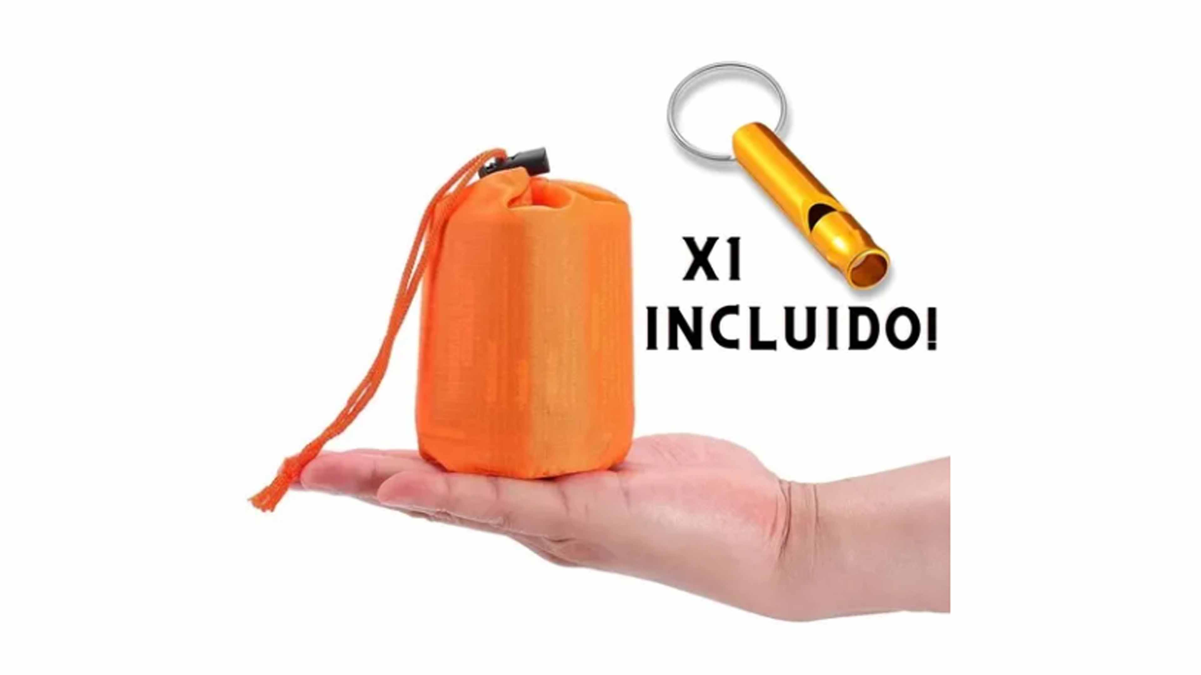  Bolsa O Manta Termica De Sobrevivencia Impermeable Dormir Sleeping Bag con Silvato Manta color Naranja