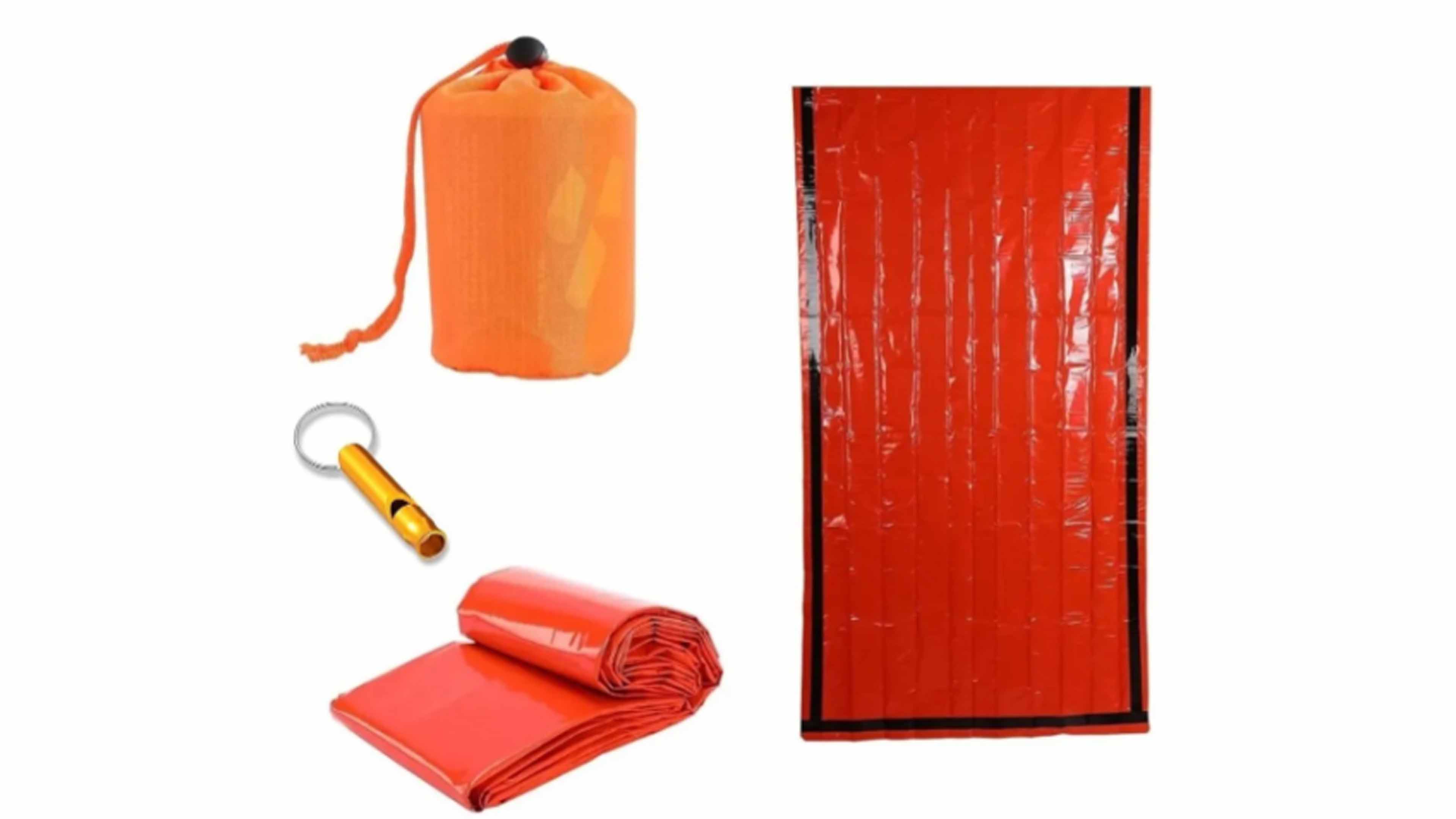  Bolsa O Manta Termica De Sobrevivencia Impermeable Dormir Sleeping Bag con Silvato Manta color Naranja