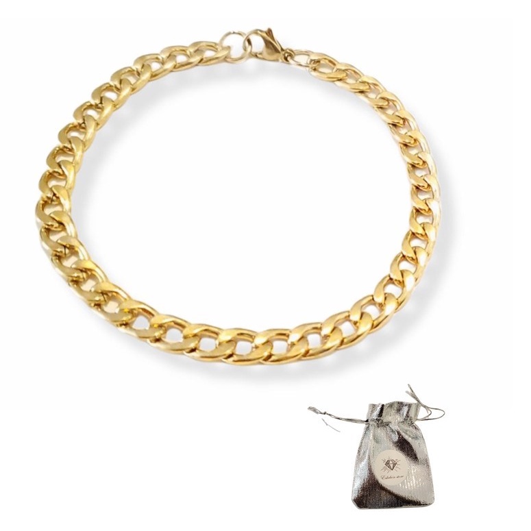 Pulsera esclava cubana color oro, Joyería de acero inoxidable