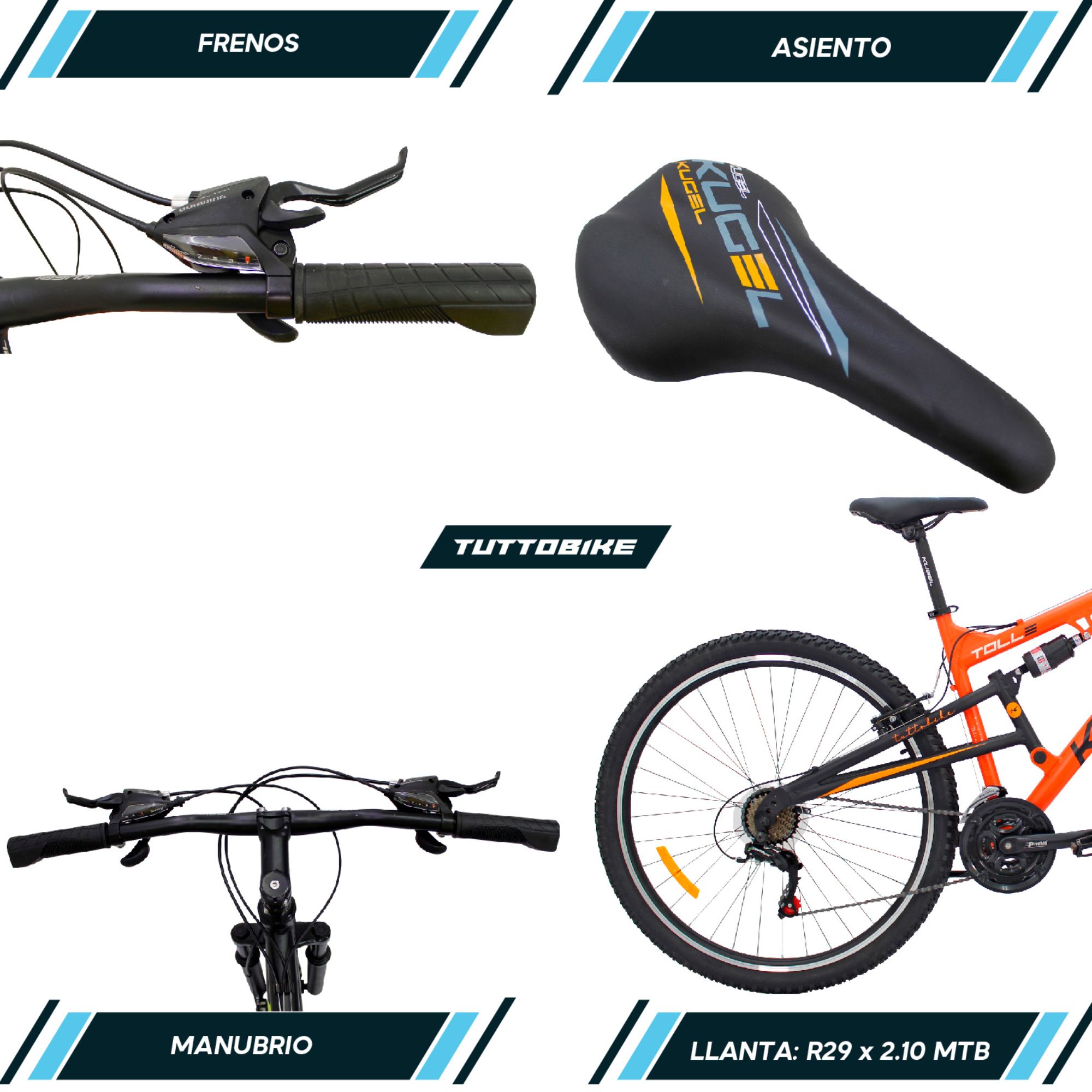 Bicicleta De Mountain Bike Doble Suspensión Kugel Toll R29 Naranja