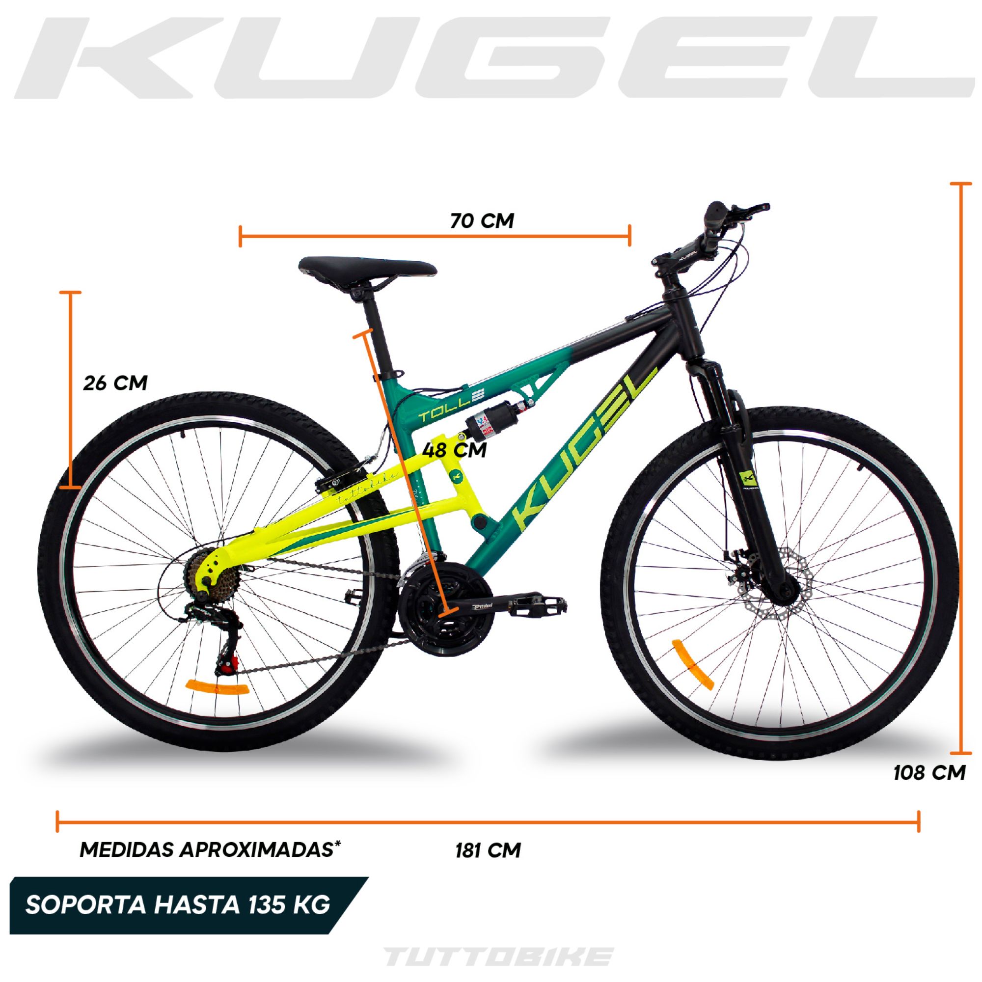 Bicicleta De Mountain Bike Doble Suspensión Kugel Toll R29 Verde