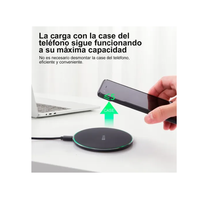 Cargador Inalámbrico + Clavija 3.0A  Base  Redonda 