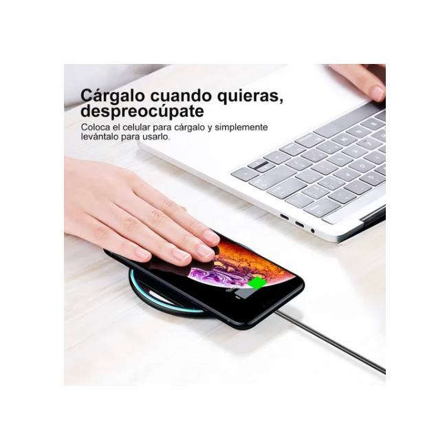 Cargador Inalámbrico + Clavija 3.0A  Base  Redonda 
