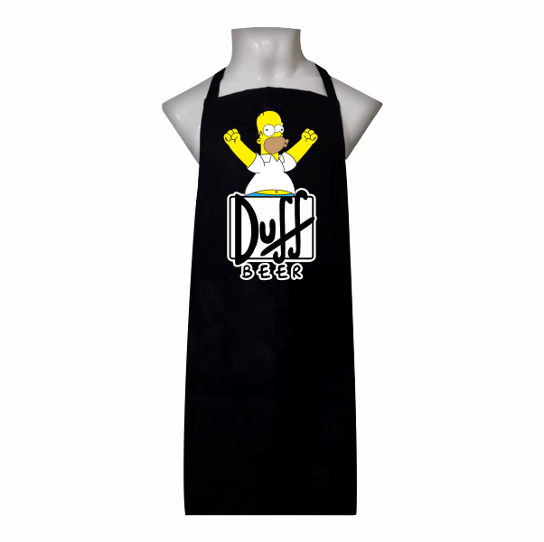 Mandil delantal negro homero Duff gabardina 100% algodón