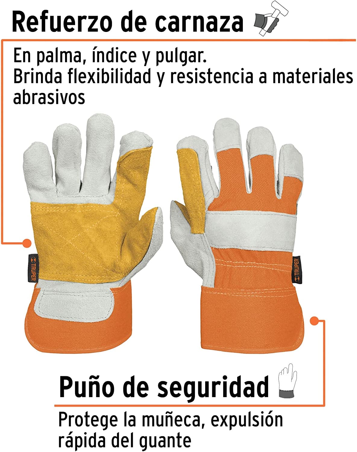 Guante de Carnaza/ Tela GU-TECA-R